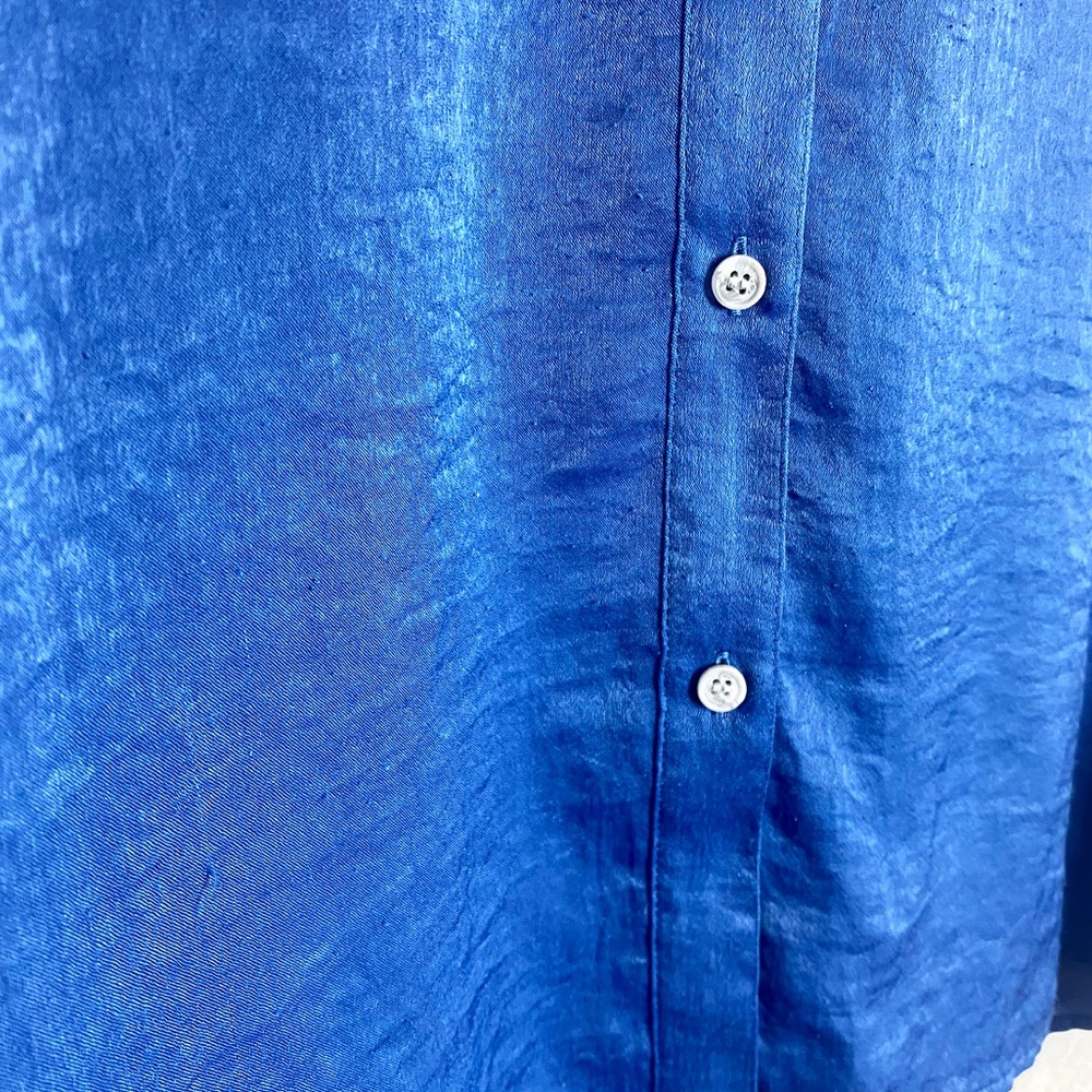 Two by Vince Camuto Solid Sateen Mandarin Blouse Iridescent Long Sleeve Women M - Picture 5 of 6